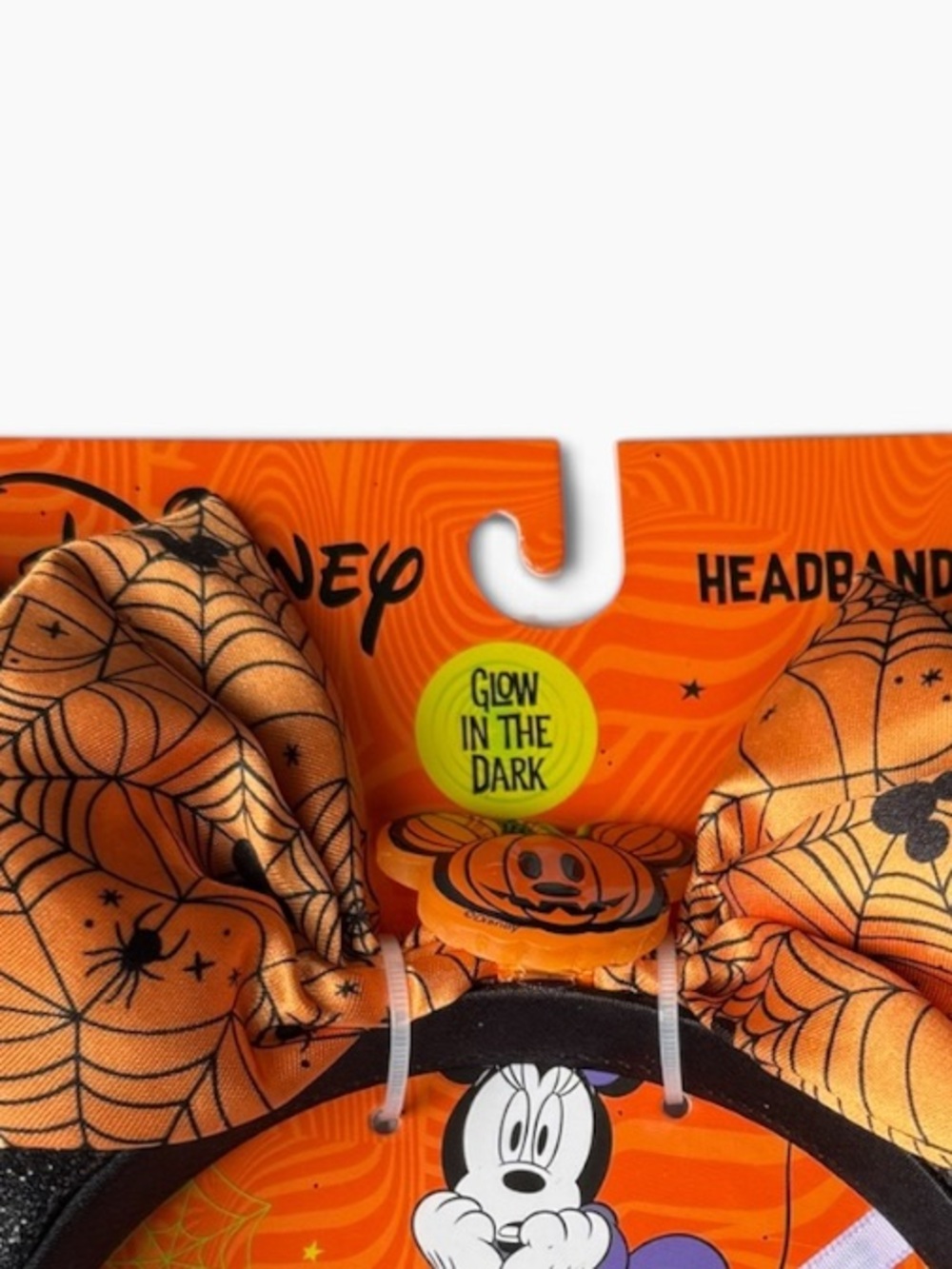 Disney Halloween Mickey Pumpkin Minnie Ears Headband Orange Black Glow in Dark - Picture 3 of 4